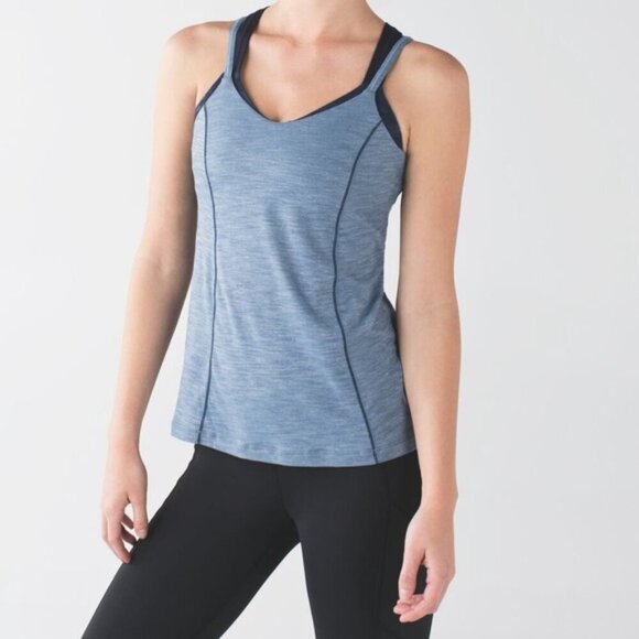 Lululemon Athletica Run For Gold Tank with built in sports bra Sz 10 - Picture 2 of 9